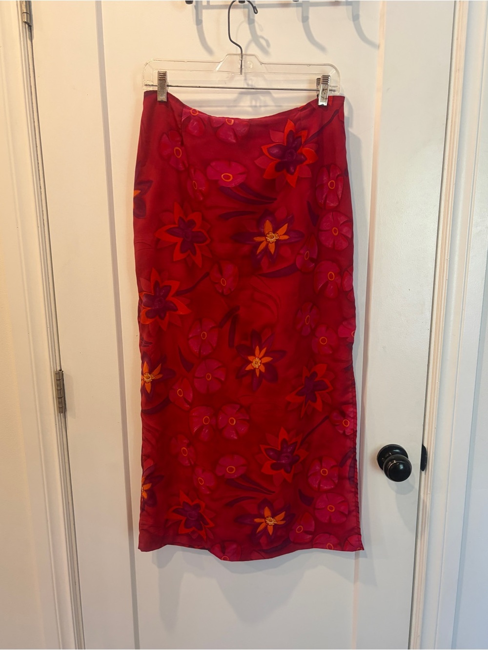 Hot pink Floral Midi Skirt